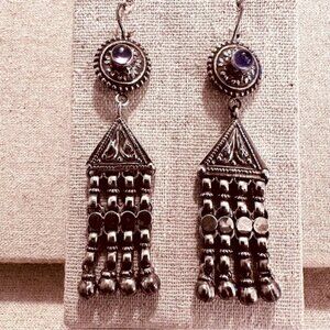 Vintage | Earrings | Vintage Afghan Silver Earrings with Amethyst